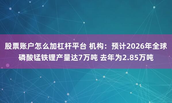 股票账户怎么加杠杆平台 机构：预计2026年全球磷酸锰铁锂产量达7万吨 去年为2.85万吨